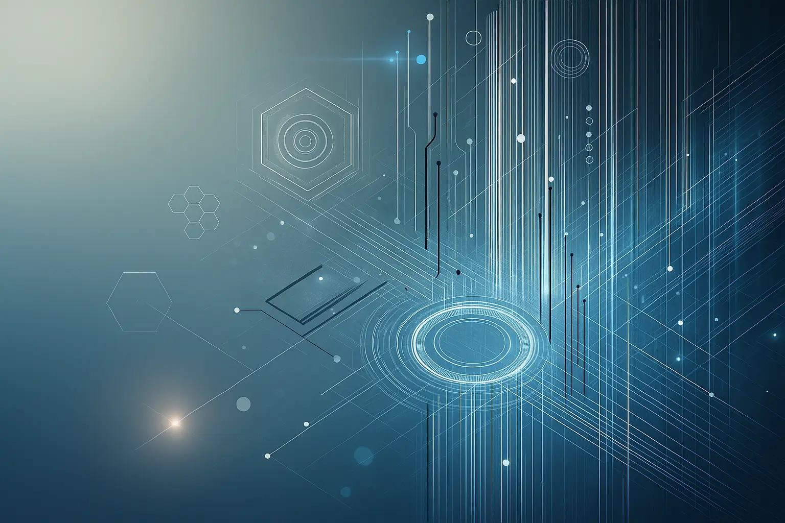 Futuristic digital interface representing healthcare IT, data automation, and medical analytics.